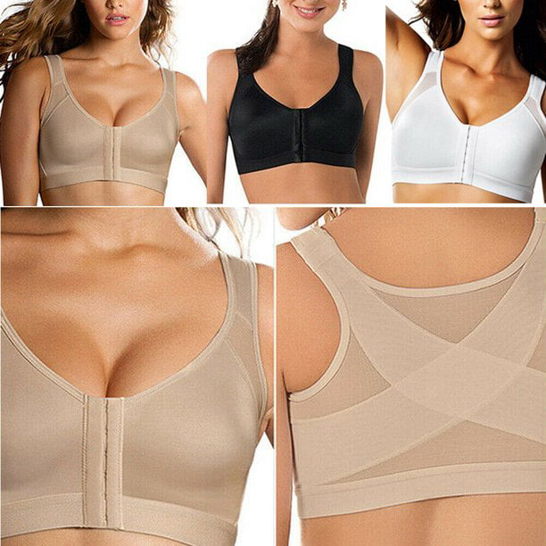 Women/'s Posture Corrector Front Closure Wireless Back  Support Lift up Yoga Bras